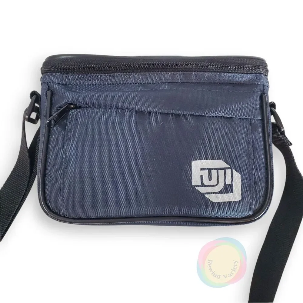 Vintage Fuji Camera Bag Navy Blue Adjustable Nylon
